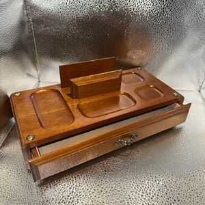 Wooden Valet Jewelry Box Butler Tray Old School Vintage